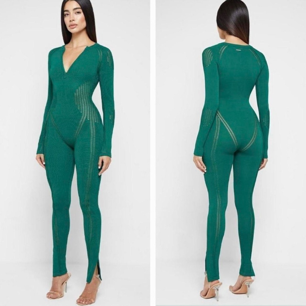 Maniere De Voir Knitted Jumpsuit in Forest Green